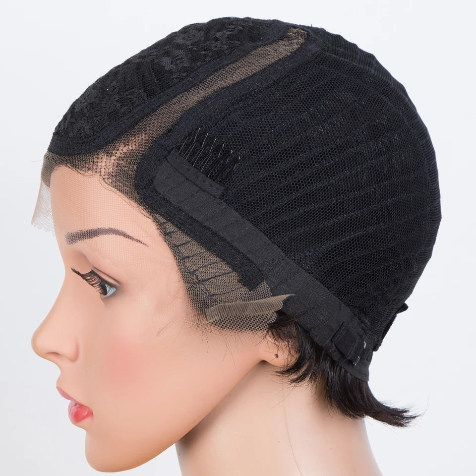 Lekker Wear to go Short Pixie Cut 13X6x1 Part Lace Front Human Hair Wigs For Women Glueless Brazilian Remy Hair Colored Bob Wigs