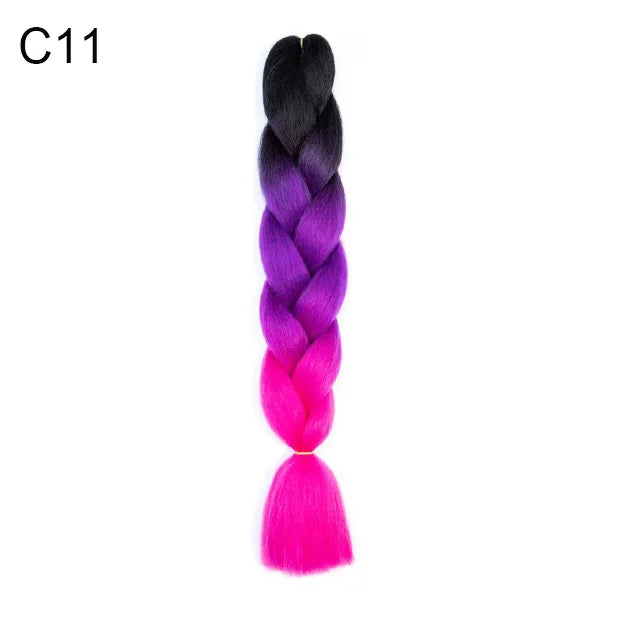 Synthetic Ombre Braiding Hair 24Inch 1Pack Pre Stretched Box Jumbo Colorful Crochet  Extensions for Women