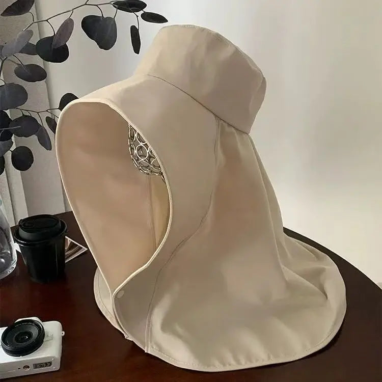 Summer Hats for Women Outdoor UV Anti Neck Protection Sun Visors for Lady Fishing Hiking Wide Brim Shawl Sunscreen Ponytail Cap