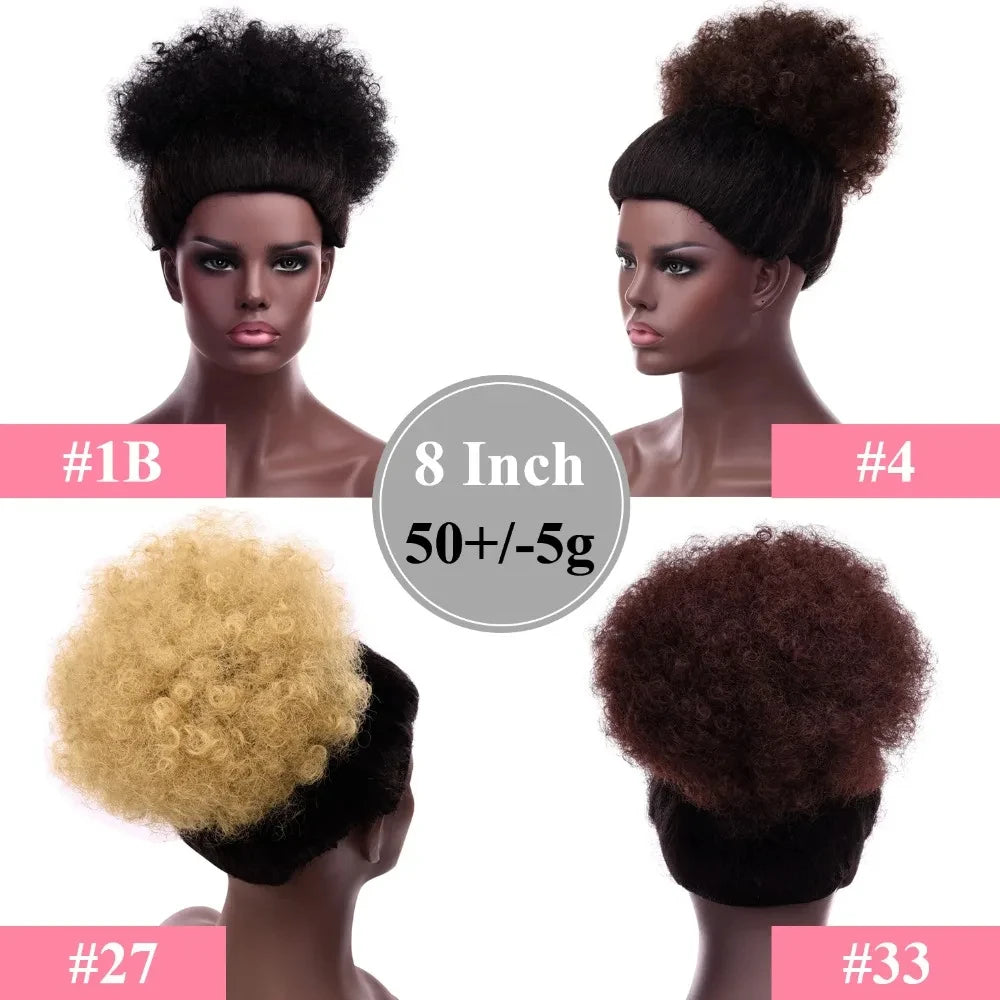 Afro Puff Drawstring Ponytail for Black Women Short Kinky Curly Afro Ponytail Synthetic Hair Puffs Afro Bun Ponytail