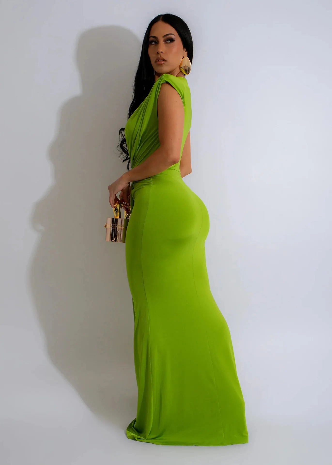 Dress Women Long Dresses Deep V Neck Sleeveless Solid Slim Fit Tight Waist Sexy Elegant Splice Hip Wrap Temperament Vestidos