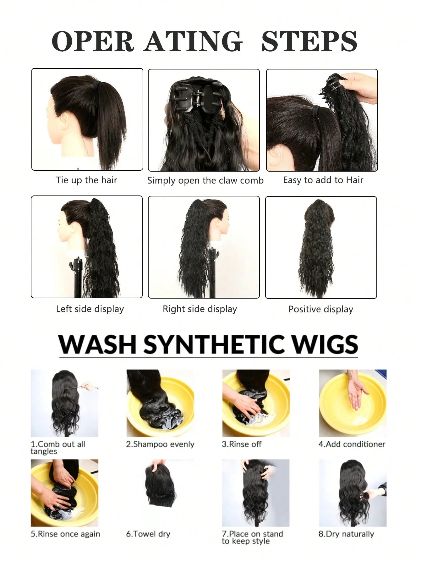 Synthetic  32”Claw Ponytail Extension Straight Hair Water Wave Clip In Hair Extensions Soft Natural Multi-Gift Preference