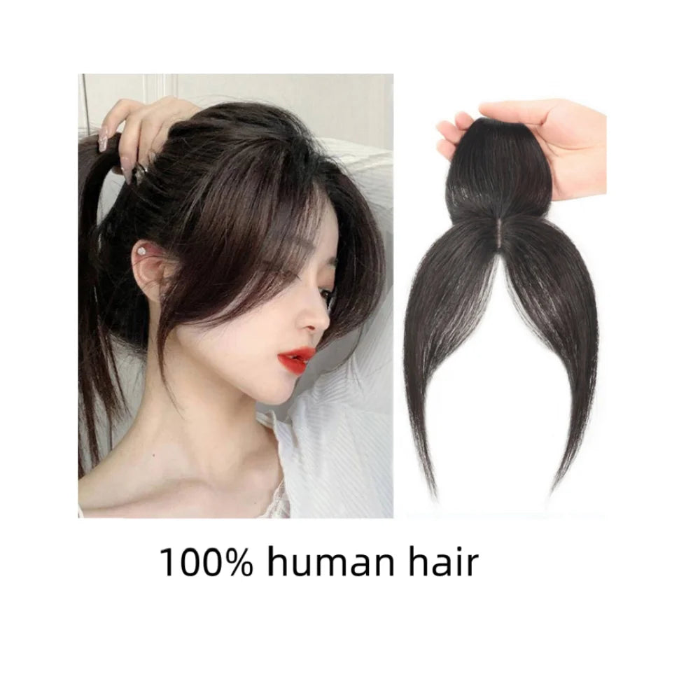 Natural Human Hair Bangs for Women 100% Real Human Hair Fringe Clips in Extensions Korean Side Bangs False Bangs
