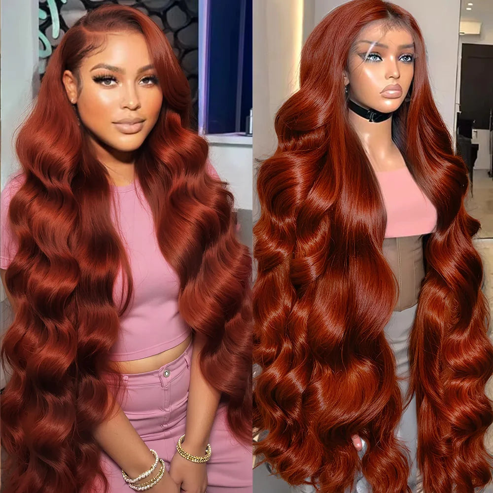 13x4 Reddish Brown Body Wave Lace Frontal Human Hair Wig HD Lace Frontal Wig Human Hair Wig Pre Plucked Brazilian Remy Hair