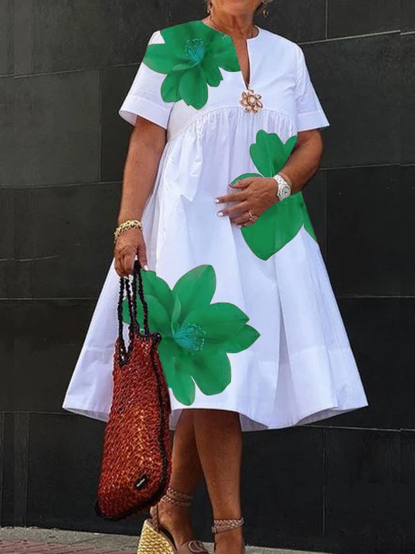 Modigirl Women Midi Shirts Dress 2025 Summer Short Sleeves Black and White Polka Dot Daily Casual Simple Female A-line Dresses