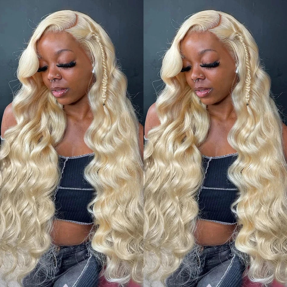 42 Inches 613 Honey Blonde 13x6 HD Transparen Body Wave Lace Frontal Human Hair Wig Colored Human Hair Lace Front Wig For Women