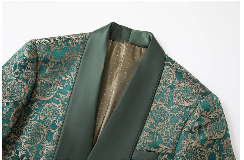 Men High Quality Wedding Jacquard Suits Fashion Male Business Social Dance Party Dress Blazers and Pant with Vest