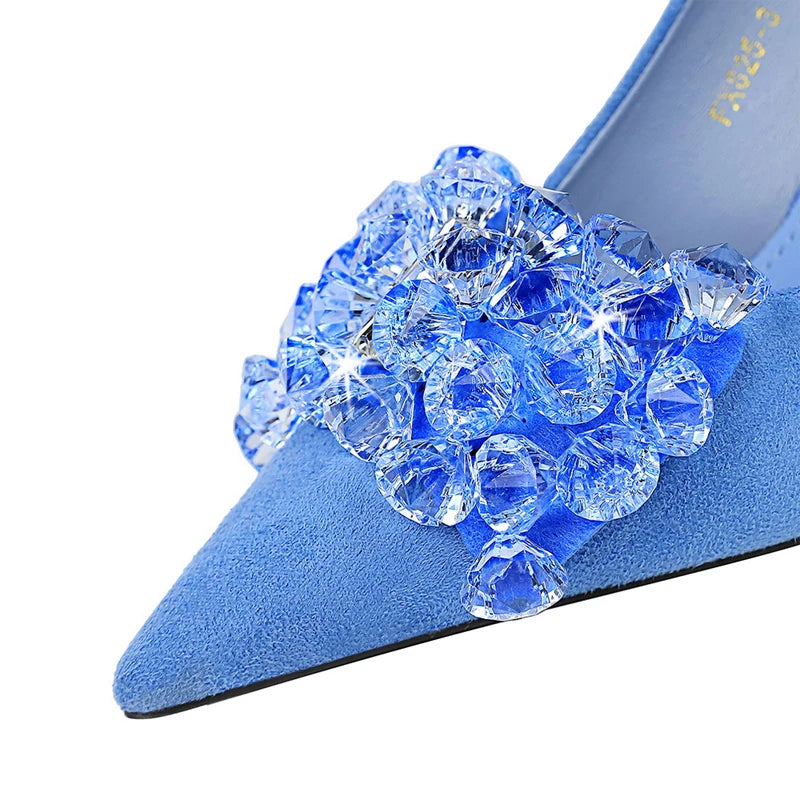 BIGTREE Shoes 2025 Rhinestone Women Pumps Bowknot High Heels Luxury Gemstone Banquet Shoes Stilettos Heels 9 Cm Ladies Shoes