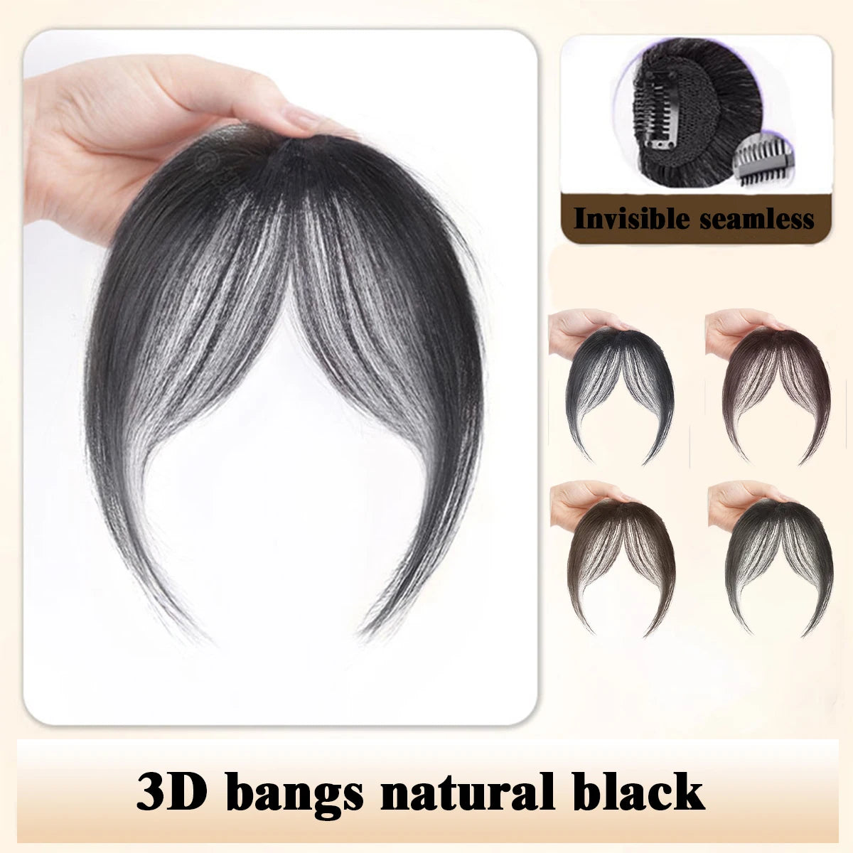 Synthetic Invisible Closure Bang Middle Part Fake Bangs Fringe Topper Hairpiece Clip-In Bang Extension Hairpiece Women