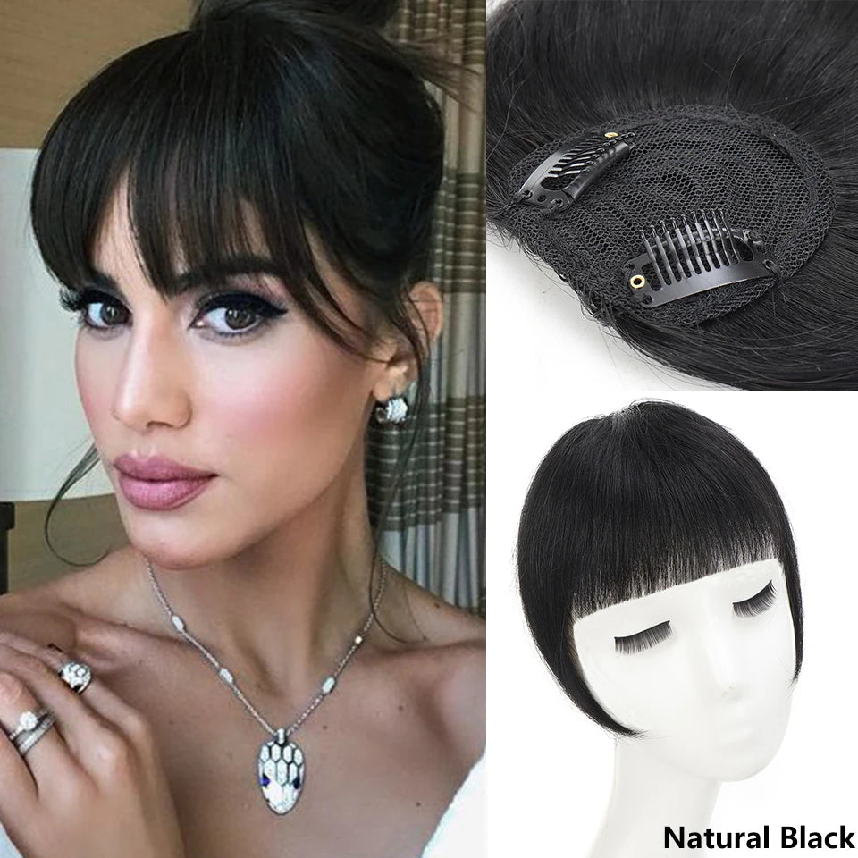 LUPU Synthetic Side Bangs Hair Extensions Clip In Side Bangs Fake Fringe Hairpiece High Temperature Black Blonde False Hair