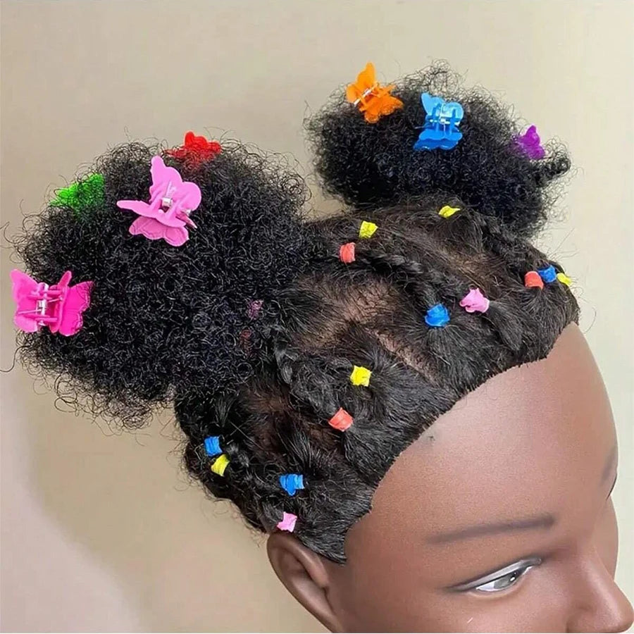 Kids Puff Ponytail Extensions 2Pcs Synthetic Small Afro Kinky Curly Hair Bun For Little Girls Comfortable Lightweight Hairpieces