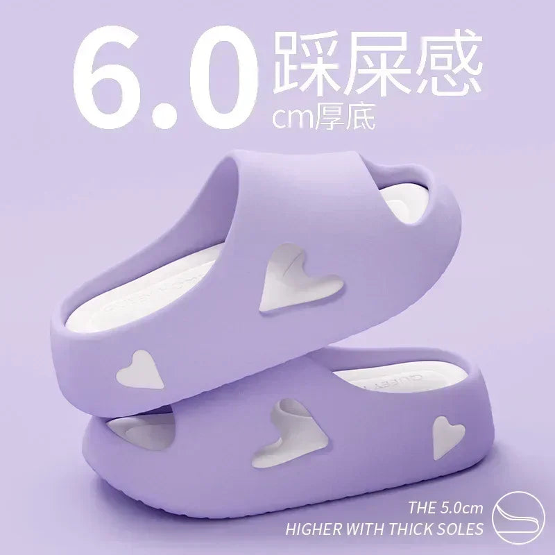 House Slipper Flip Flop Women Love Heart Platform Cloud Outdoor Indoor Summer Soft Sandal Slides Ladies Home Hotel Shoe Flat EVA