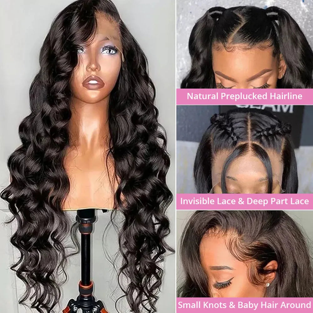 30 40 Inch Loose Deep Wave 13x6 HD Lace Frontal Human Hair Wig Transparent Curly 13x4 360 Human Hair Lace Front Wigs For Women