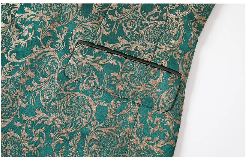 Men High Quality Wedding Jacquard Suits Fashion Male Business Social Dance Party Dress Blazers and Pant with Vest