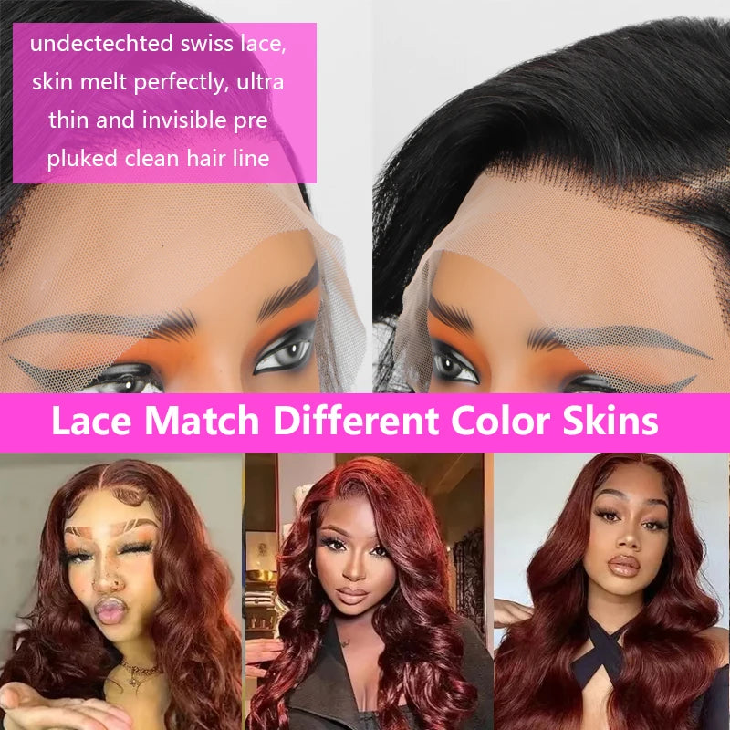 13x4 Reddish Brown Body Wave Lace Frontal Human Hair Wig HD Lace Frontal Wig Human Hair Wig Pre Plucked Brazilian Remy Hair