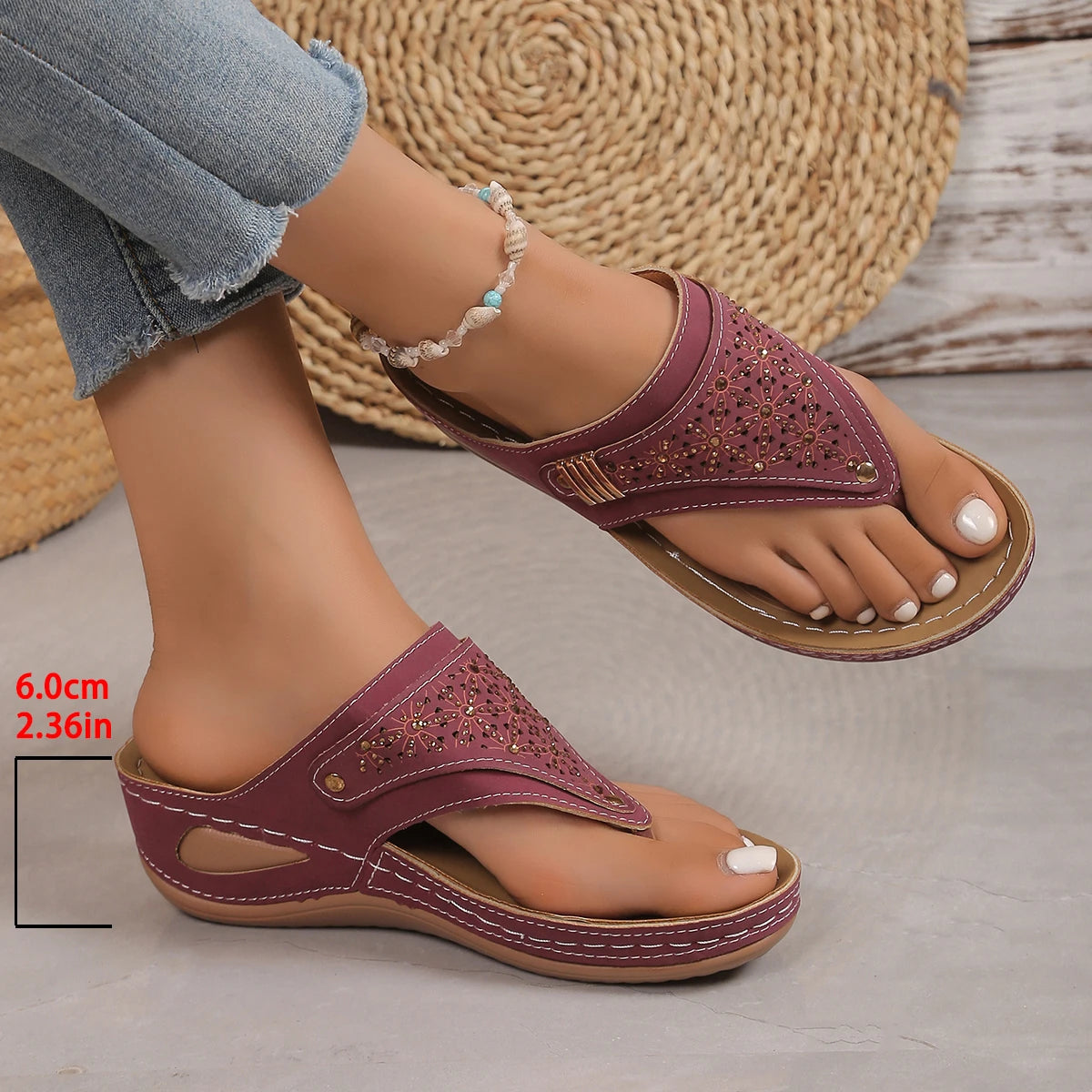 Women Wedge Platform Slippers 2025 Summer New Clip Toe Orthopedic Arch Support Sandals Pu Leather Non-Slip Soft Shoes Flip Flops