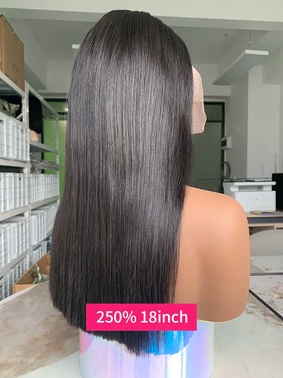 Raw Hair Vietnamese 250 Density 100 Human Hair Lace Frontal Wigs Straight Natural Black 13x6 Bob Wig Lace Front Human Hair Wigs