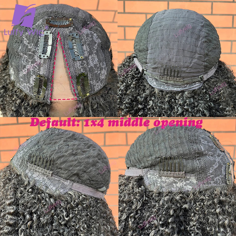 200Density V Shape Wig Afro Kinky Curly Human Hair V Part Wig Short Curly Glueless No Leave Out New U Part Wigs For Women