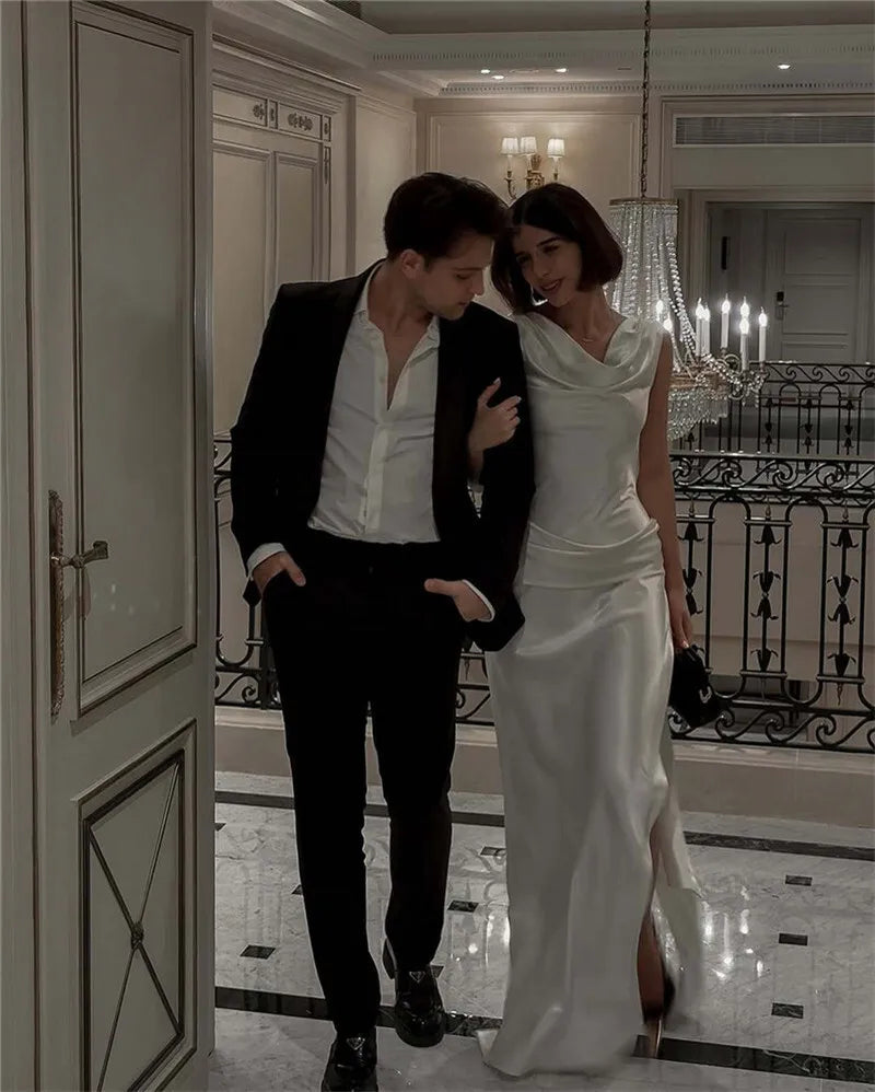 Mozision Satin Backless Sexy Maxi Dress For Women Elegant Rose Thigh High Split Beach Holiday Long Dress Gorgeous Club Gown