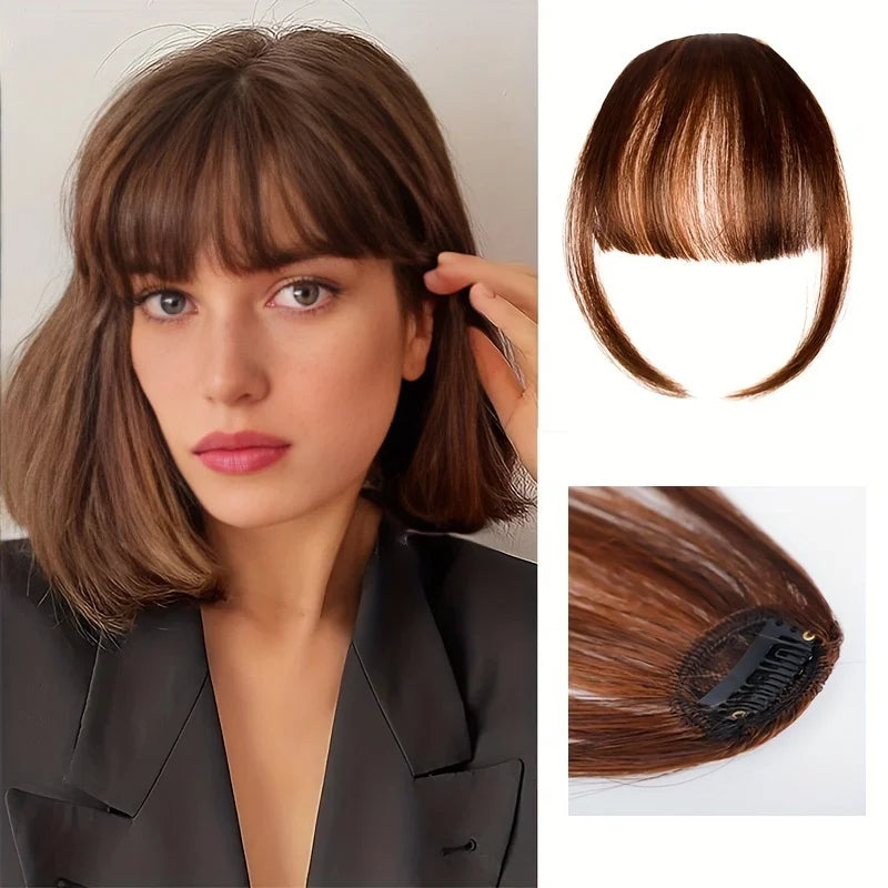 Synthetic Short Straight Clip In Fringe Bangs Black Air bangs Hair Extension Hair Bangs For Women False Bang Hairpiece
