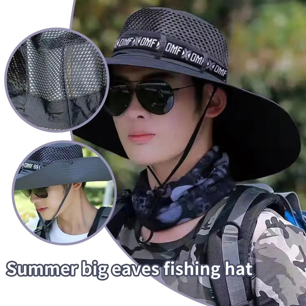 Summer Large Sun Hat Men Women Breathable Fishing Caps Sun UV Protection Mesh Fisherman Hat Hiking Outdoor Beach Cap