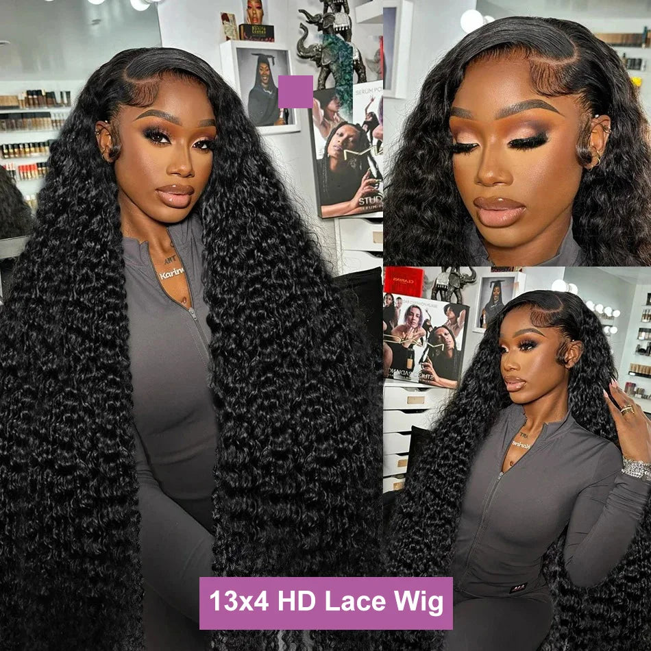 250 Density Brazilian 30 40 Inch Deep Wave 13x4 13x6 HD Lace Frontal Human Hair Wig 100% Curly Wigs Human Hair Ready to Wear