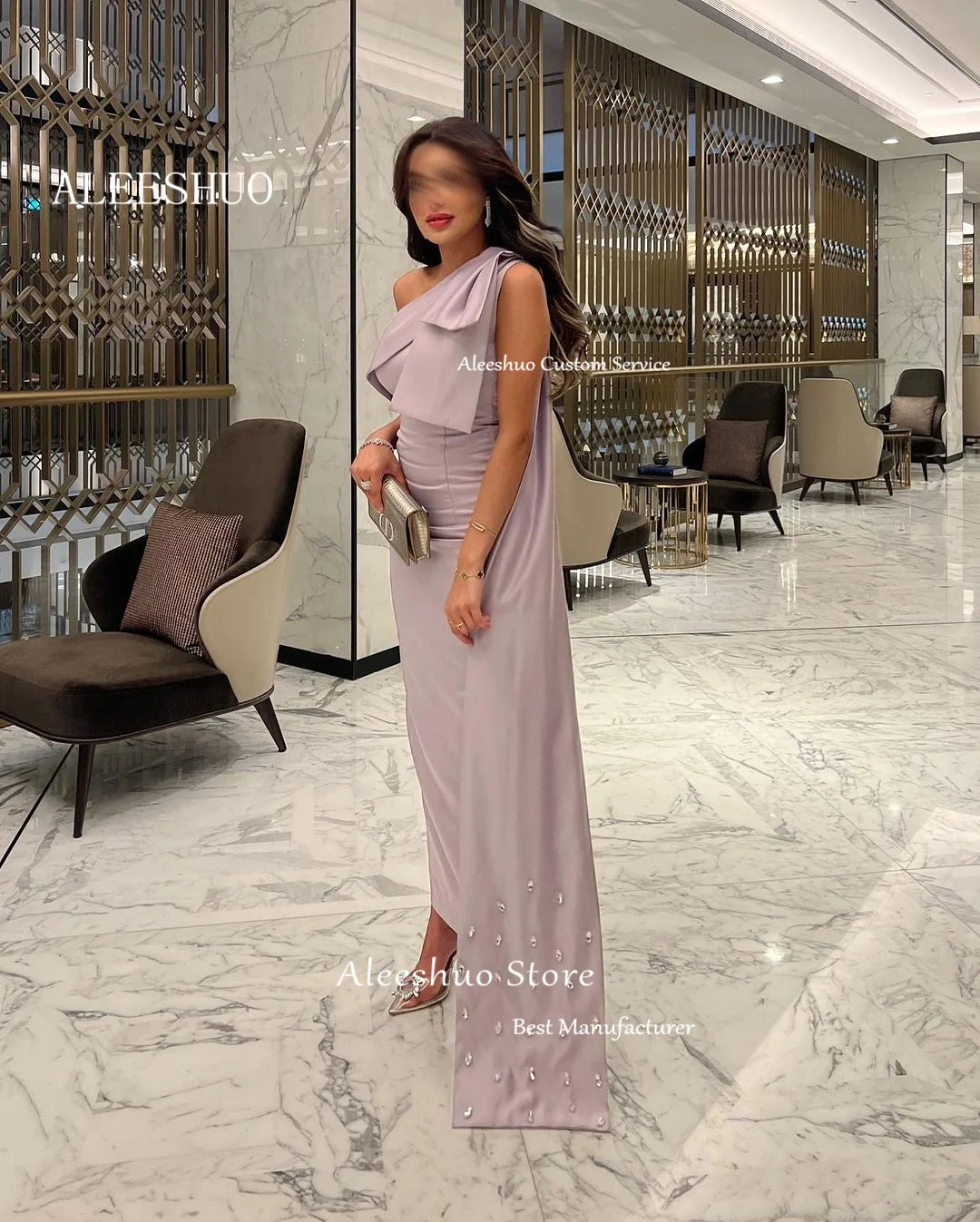 Saudi Arabia Mermaid Evening Dresses with Slit One Shoulder Tight Long Formal Party Dress Prom Gown Customizedفساتين السهرة