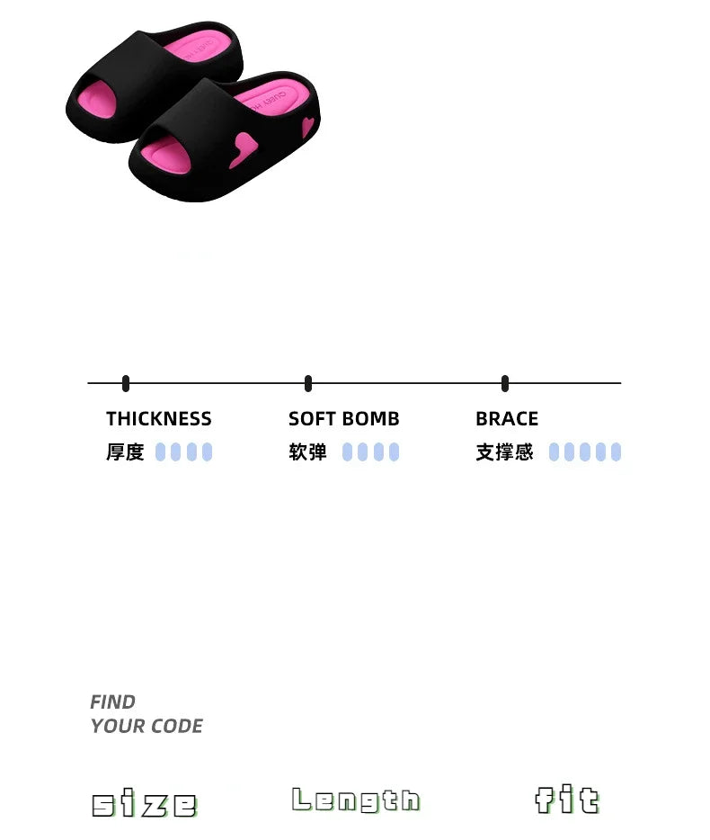 House Slipper Flip Flop Women Love Heart Platform Cloud Outdoor Indoor Summer Soft Sandal Slides Ladies Home Hotel Shoe Flat EVA