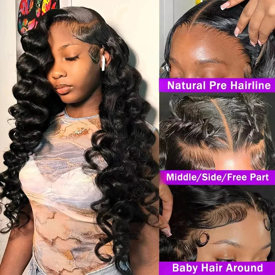 Loose Wave 250 Density 13x6 HD Lace Frontal Wigs Loose Waves Wig Human Hair Brazilian Loose Deep Wave 30 40 inch Wigs