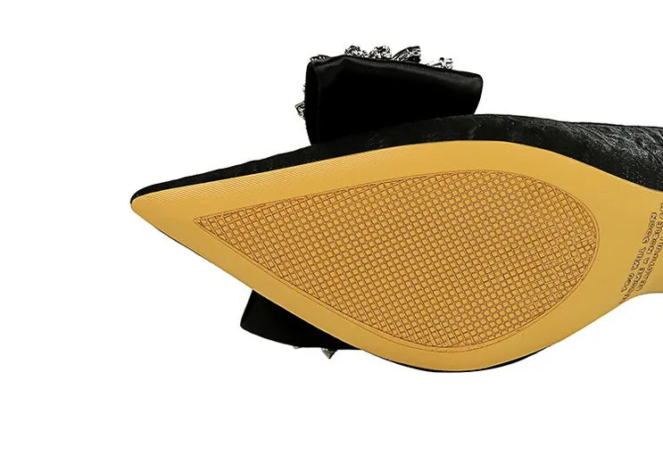 BIGTREE Shoes Rhinestone Bow Women Pumps Luxury Banquet Shoes Sexy High Heels Women Stilettos Party Shoes Large Size 41 42 43