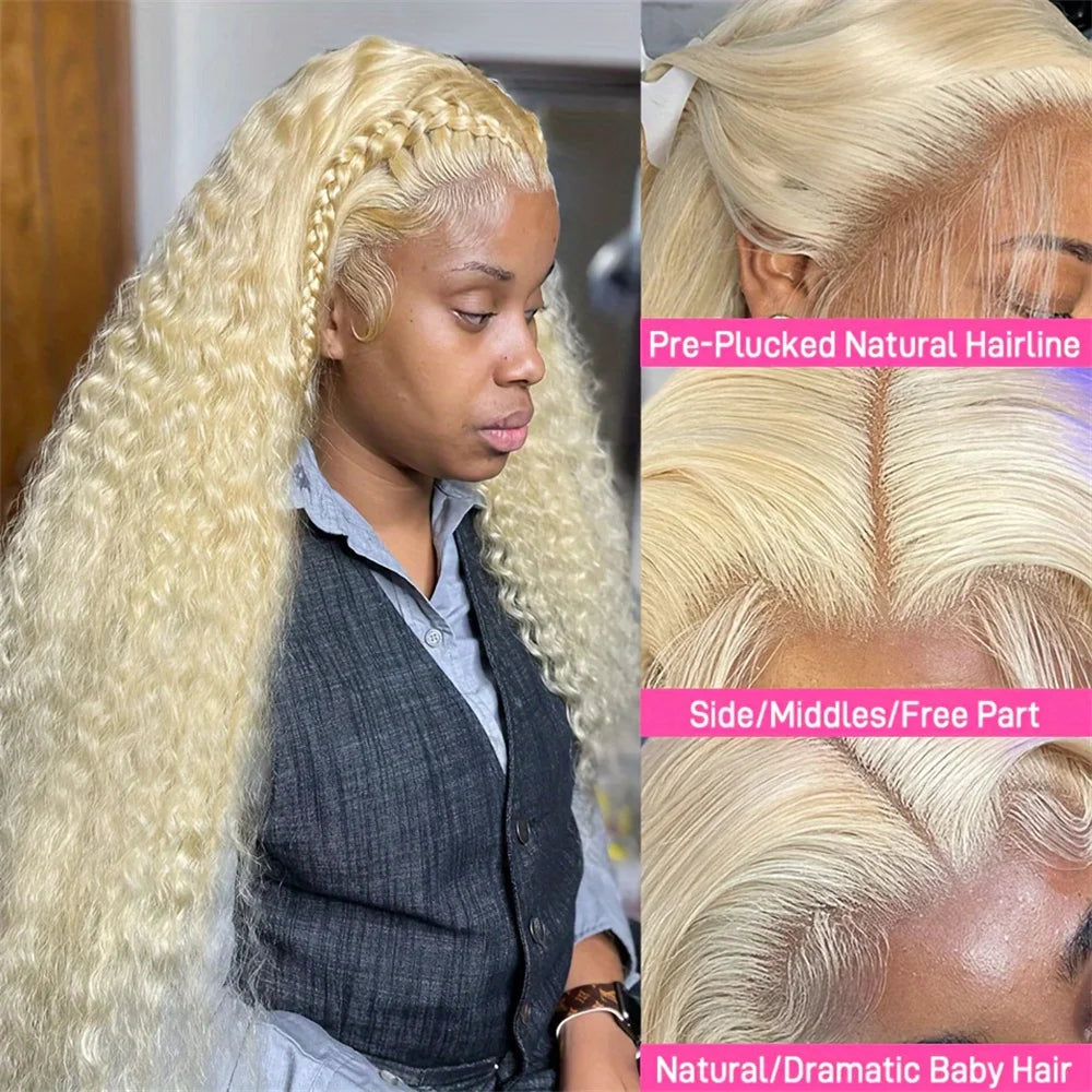 613 Honey Blonde 13x6 HD Lace Frontal Wig Human Hair Curly 30 inch Deep Wave Brazilian Colored 13x4 Lace Front Wigs For Women