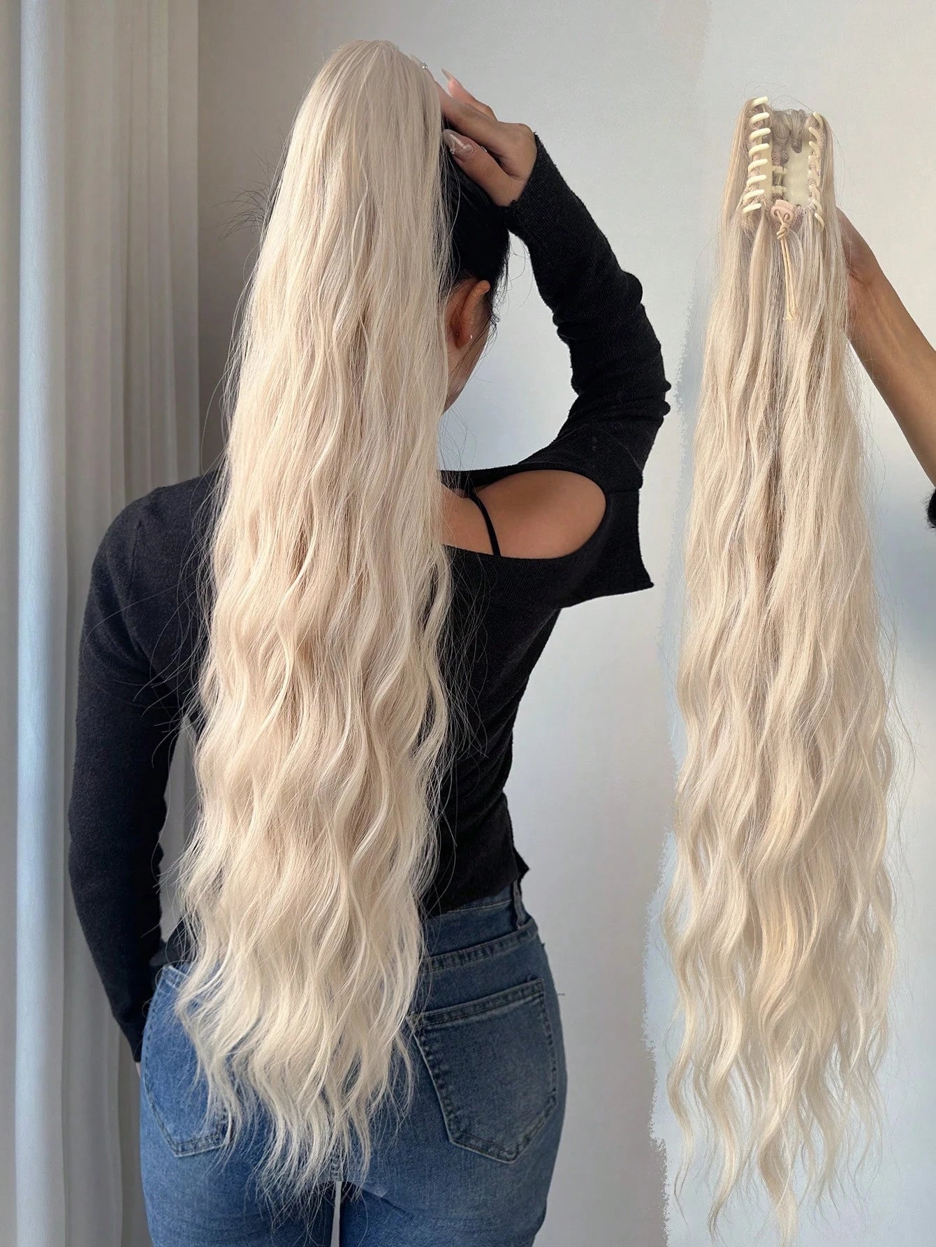 Synthetic  32”Claw Ponytail Extension Straight Hair Water Wave Clip In Hair Extensions Soft Natural Multi-Gift Preference