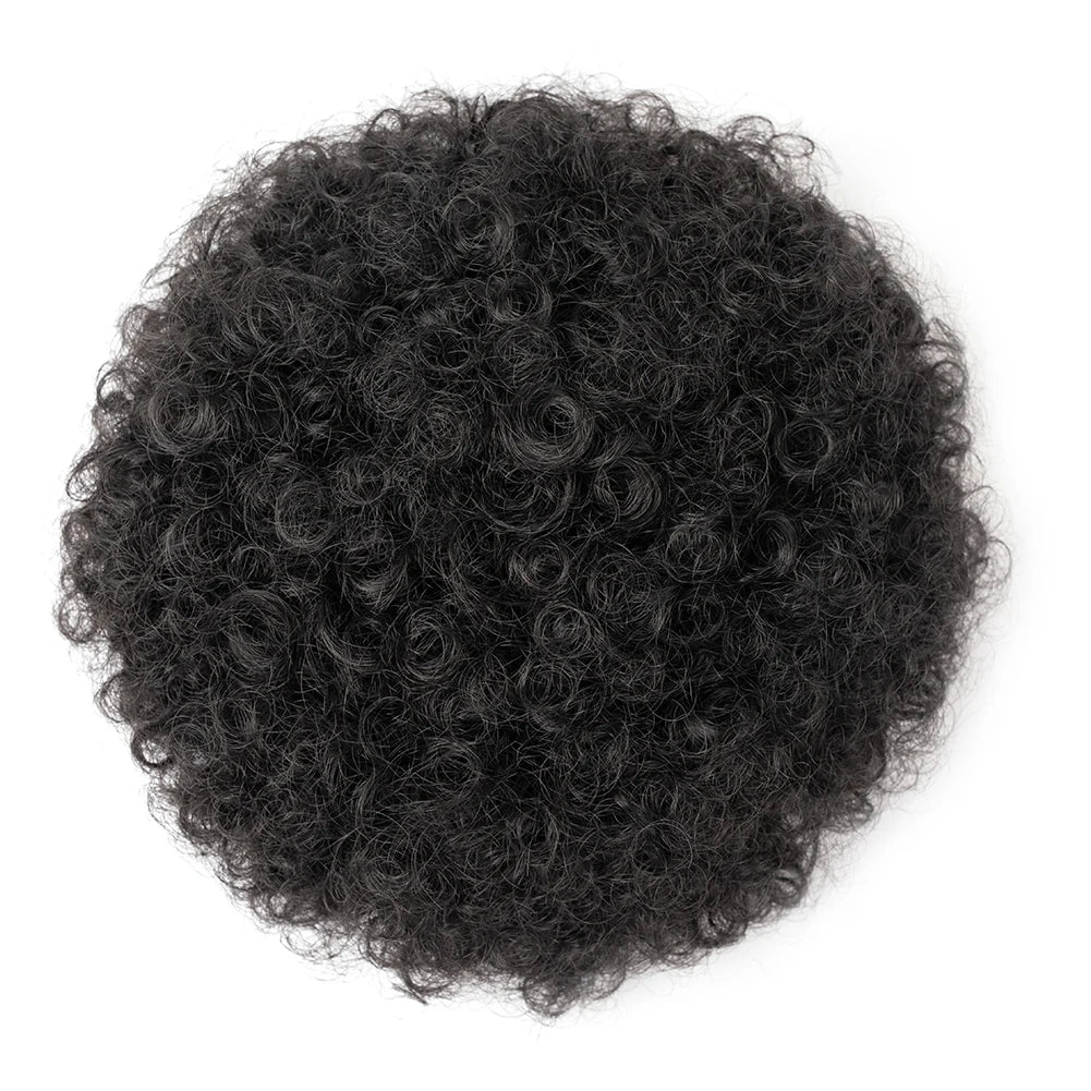 Afro Puff Drawstring Ponytail Extension for Black Women, Black Short Synthetic Afro Puff Ponytail for Natural Hair, Clip On Kink