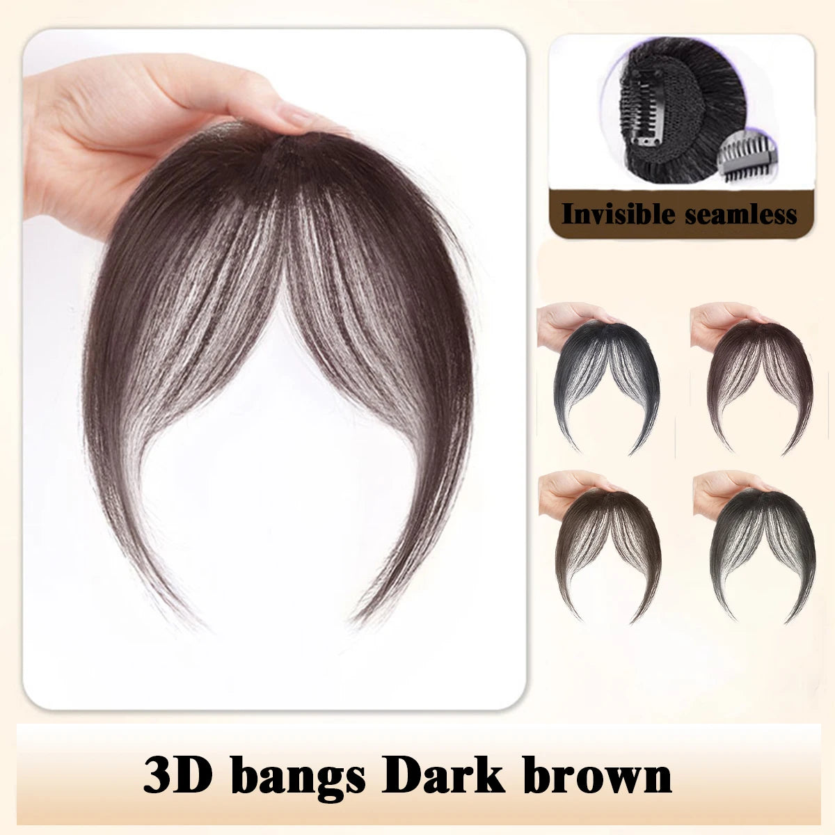 Synthetic Invisible Closure Bang Middle Part Fake Bangs Fringe Topper Hairpiece Clip-In Bang Extension Hairpiece Women