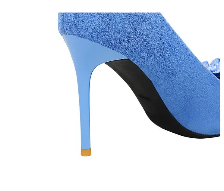 BIGTREE Shoes 2025 Rhinestone Women Pumps Bowknot High Heels Luxury Gemstone Banquet Shoes Stilettos Heels 9 Cm Ladies Shoes