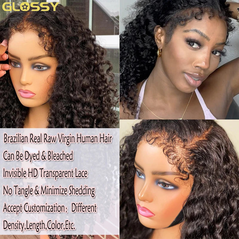 13x6 Hd 250 Density Afro Kinky Curly Wig 100% Human Hair 13x4 4c Edges Frontal Deep Wave Curly Lace Front Wigs For Women on sale