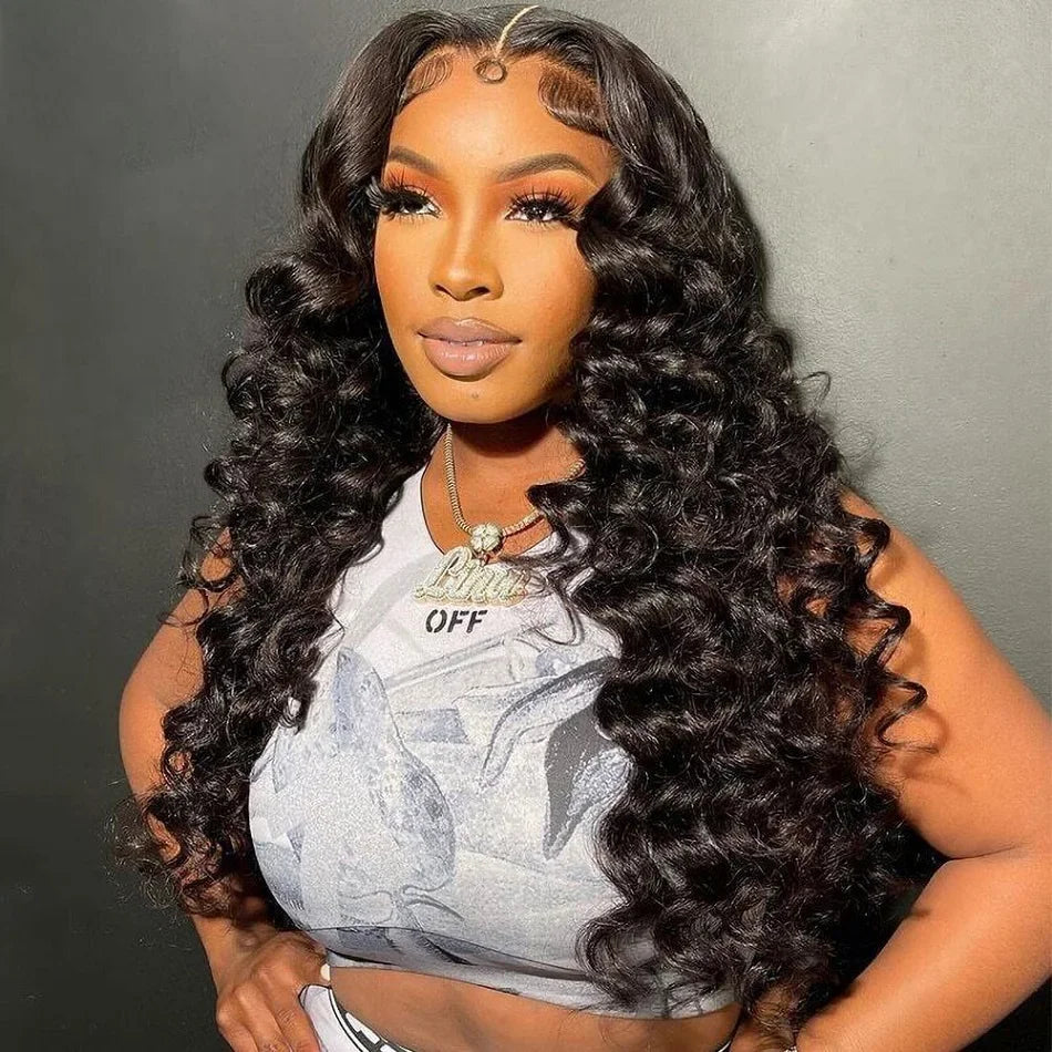 30 40Inch Human Hair 13x6 13x4 HD Lace Frontal Wig Brazilian Loose Deep Wave Curly Human Hair 360 Full Lace Front Wig Preplucked