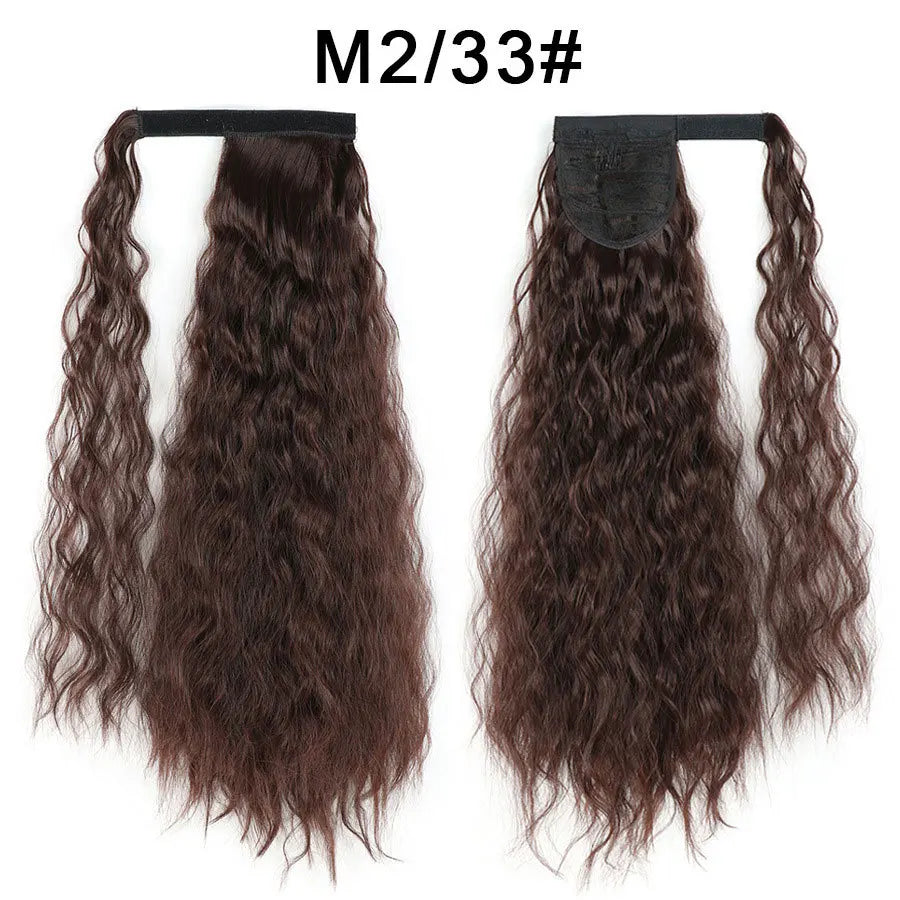 Tereshar Synthetic Corn Wave Ponytail Extension Clip in Long Wavy Curly Wrap Around Pony Tail Heat Resistant Hairpiece for Women