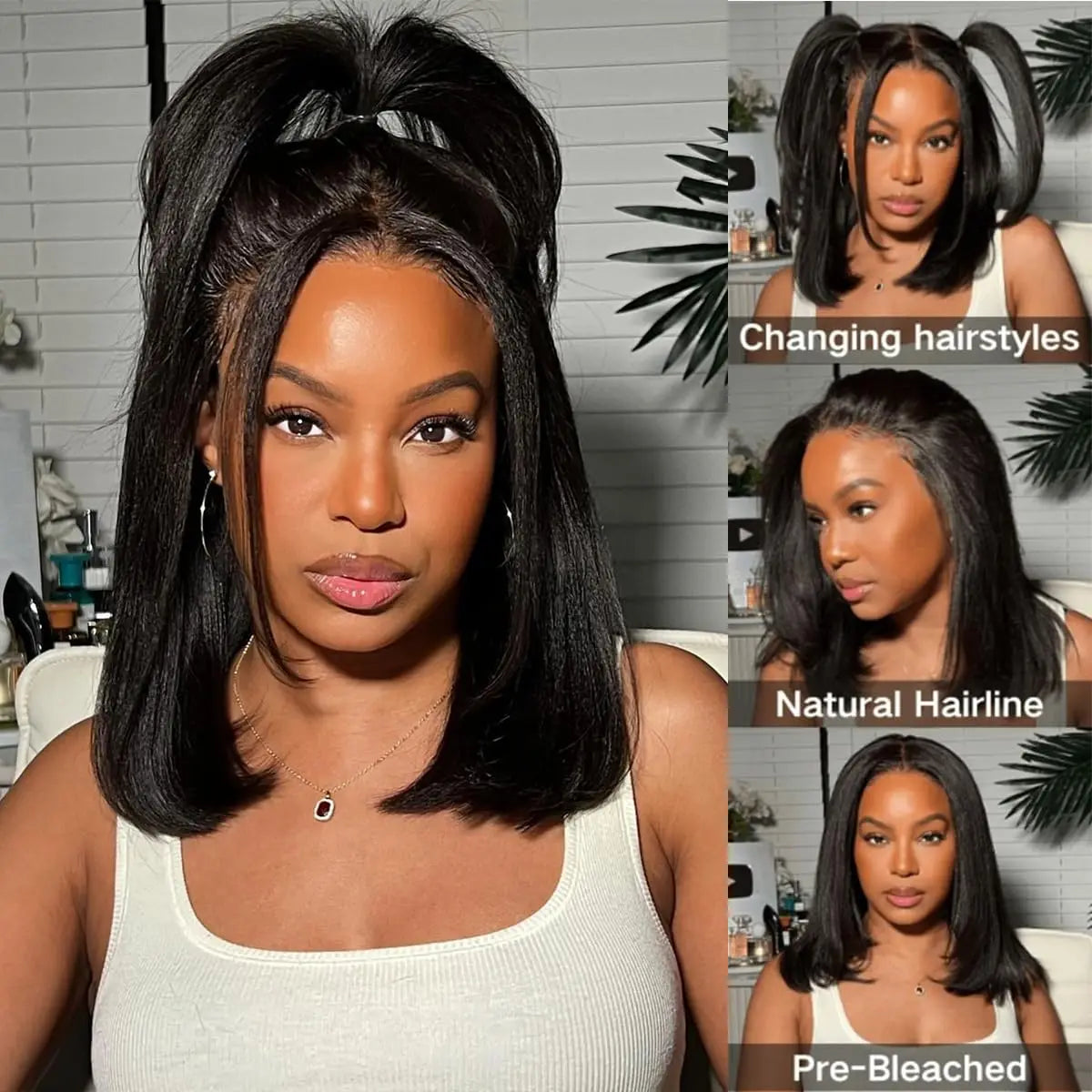 Bob Wig Human Hair 13X4 Lace Front Wig 180% Density Short Straight Frontal Bob Wig Transparent Lace Pre Plucked With Baby Hair