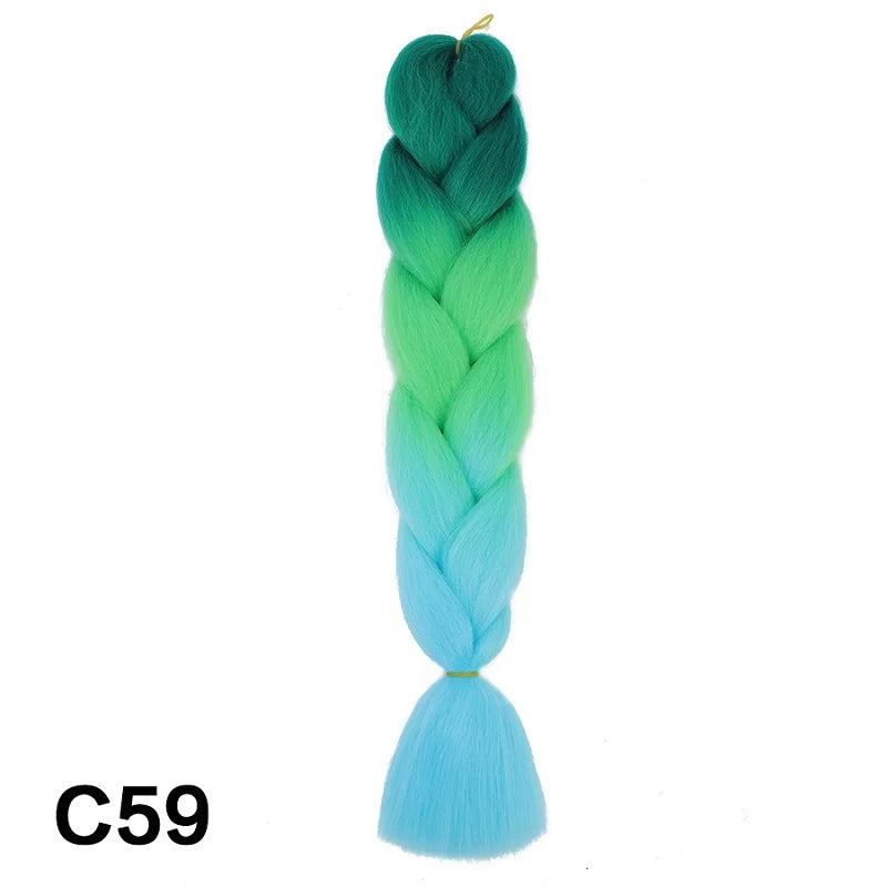 Synthetic Ombre Braiding Hair 24Inch 1Pack Pre Stretched Box Jumbo Colorful Crochet  Extensions for Women