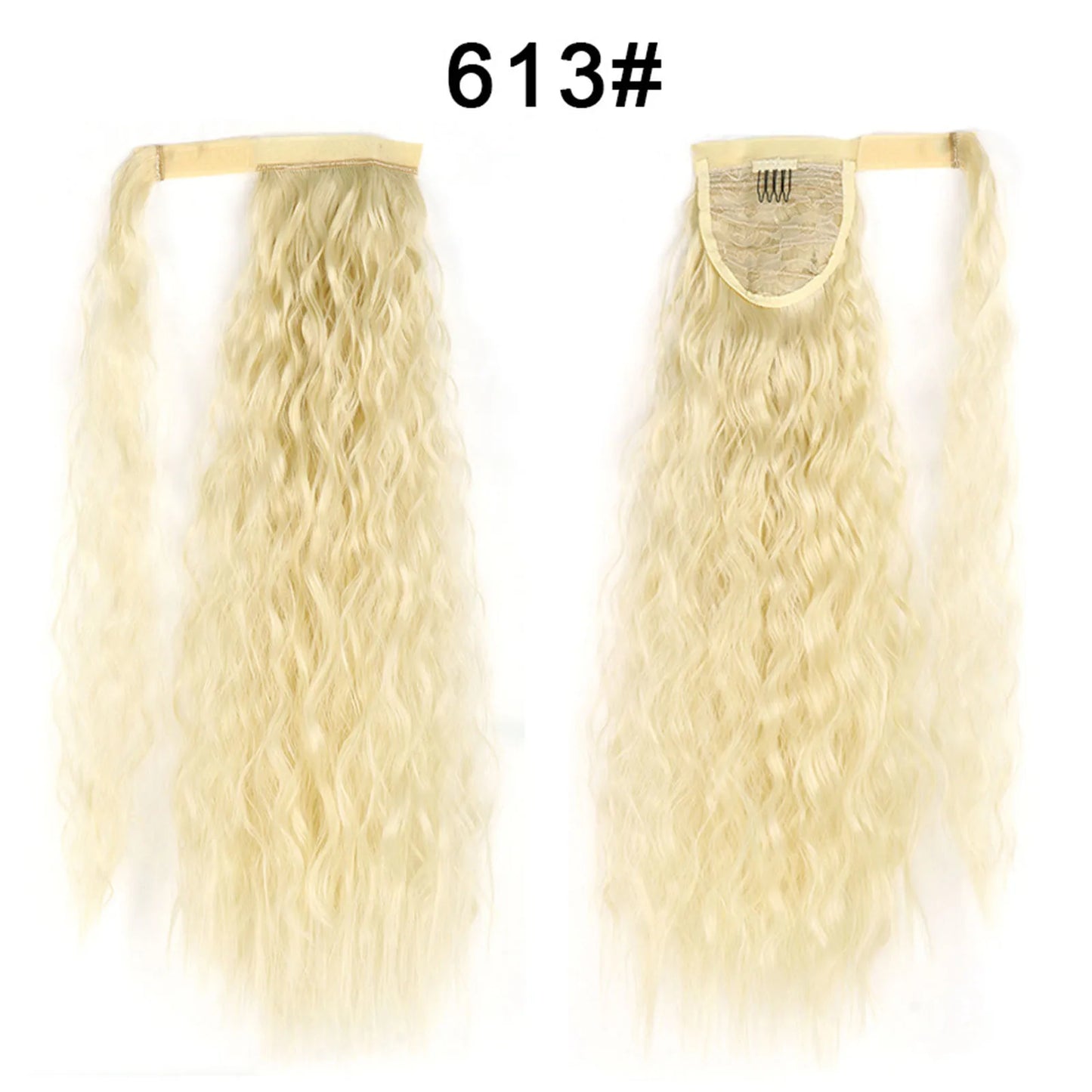 Tereshar Synthetic Corn Wave Ponytail Extension Clip in Long Wavy Curly Wrap Around Pony Tail Heat Resistant Hairpiece for Women