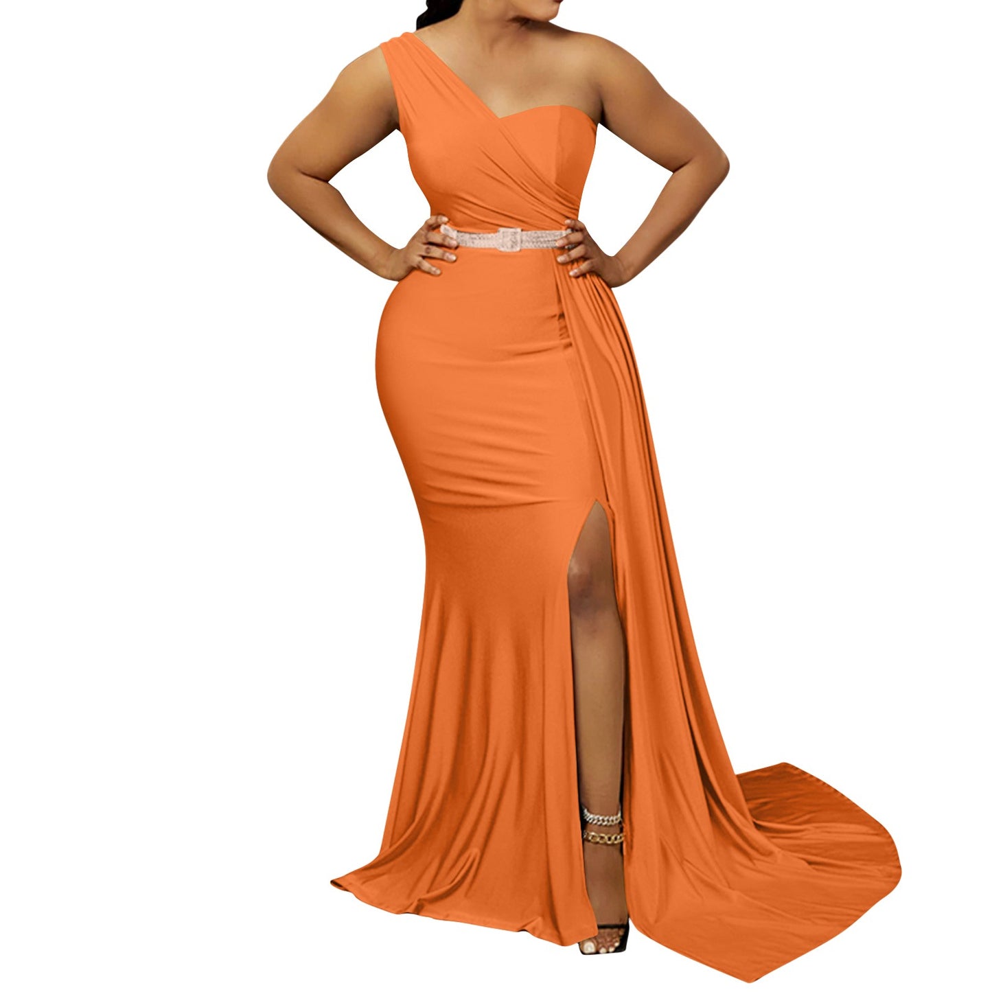 Yellow Women Sexy Bodycon Dresses Elegant One Shoulder Formal Party Event Evening Dress Female Side Slit African Gowns Vestidos