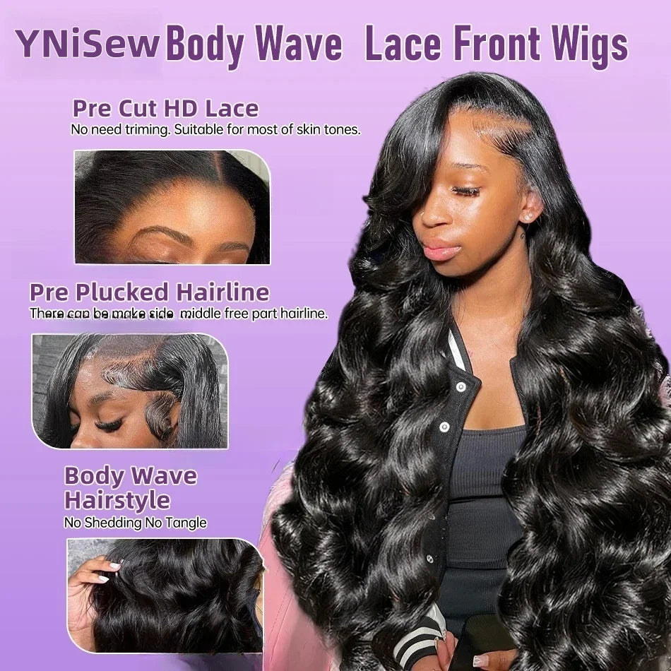 30 inch 7x6 100% glueless wigs human hair Brazilian Body Wave 13x6 hd transparent closure lace front wig human hair 250Density
