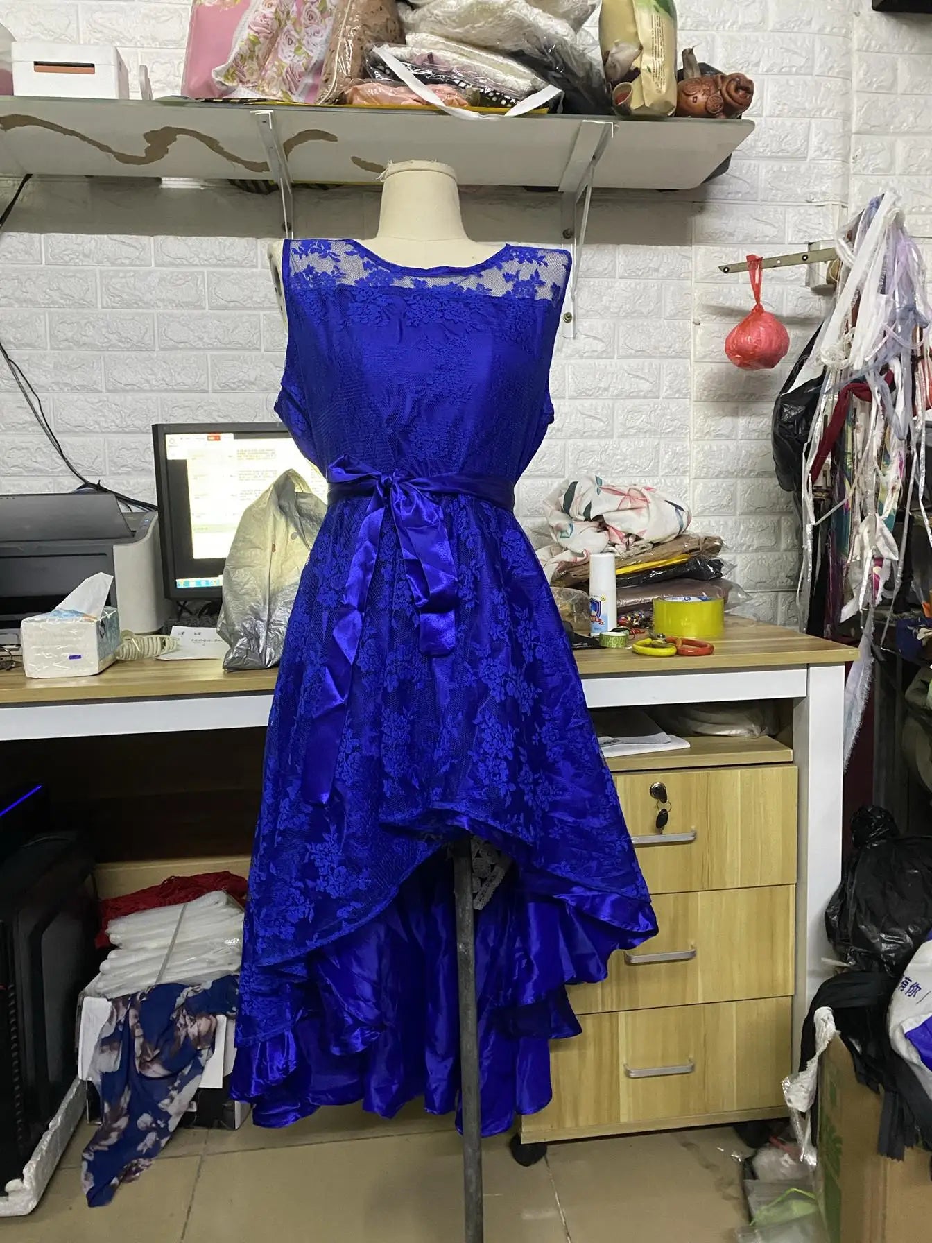 2025 Women's Wedding Bridesmaid Dress Elegant Lace Evening Sweet Party Dress Plus Size Slim High Waist Bow Maxi Dresses Female