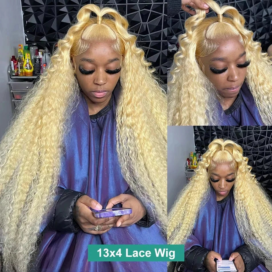30 Inch 13x6 Transparent HD 613 Honey Blonde Deep Wave Lace Frontal Wigs Brazilian 13x4 Curly Colored Lace Front Human Hair Wigs