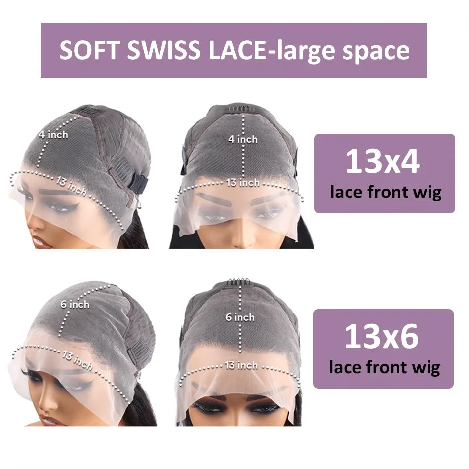 30 inch 7x6 100% glueless wigs human hair Brazilian Body Wave 13x6 hd transparent closure lace front wig human hair 250Density