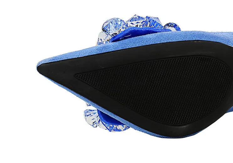 BIGTREE Shoes 2025 Rhinestone Women Pumps Bowknot High Heels Luxury Gemstone Banquet Shoes Stilettos Heels 9 Cm Ladies Shoes