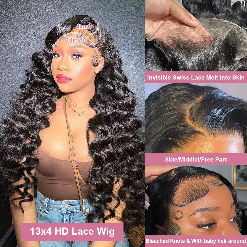 30 40 Inch Loose Deep Wave 13x6 HD Lace Frontal Human Hair Wig Transparent Curly 13x4 360 Human Hair Lace Front Wigs For Women
