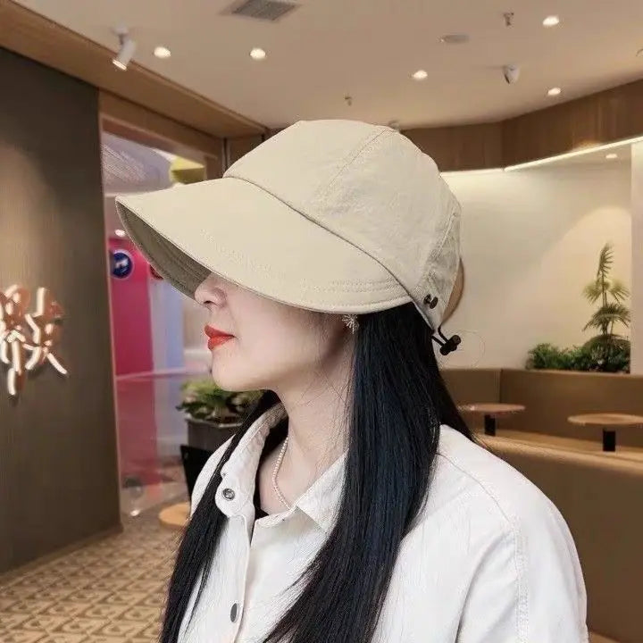 Foldable Sunhat Summer Outdoor Beach Fisherman Hat Sunscreen Protection Cap Adjustable Cotton Wide Brim Bucket Caps for Women
