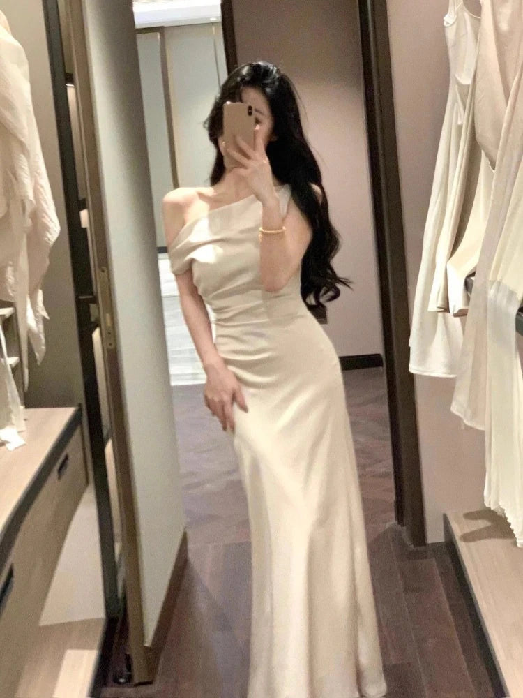 2000s Vintage Y2k Dress Women Bodycon Sexy Y2k Evening Party Dress Sweet Slim Elegant Office Lady One Piece Dress Korean Chic